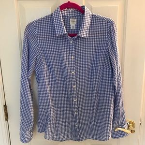 J.Crew Long Sleeve Blue/White Blouse Sz. S